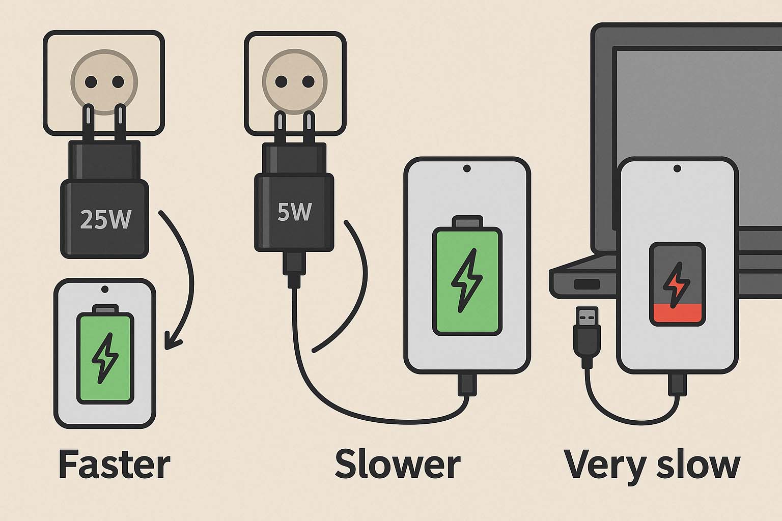 Image of charging speed with different chargers